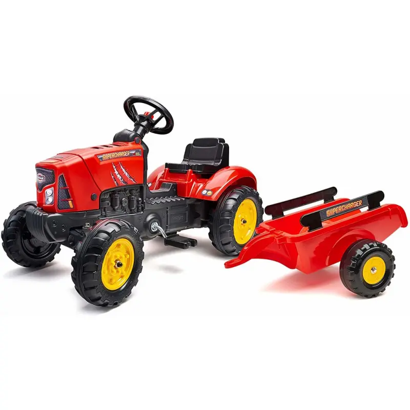 Falk Traktor šlapací SuperCharger červený s vlečkou