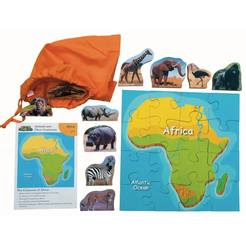 Just Jigsaws 770 afrika a její zvířata - dřevěné puzzle 16 dílů a 10 zvířat