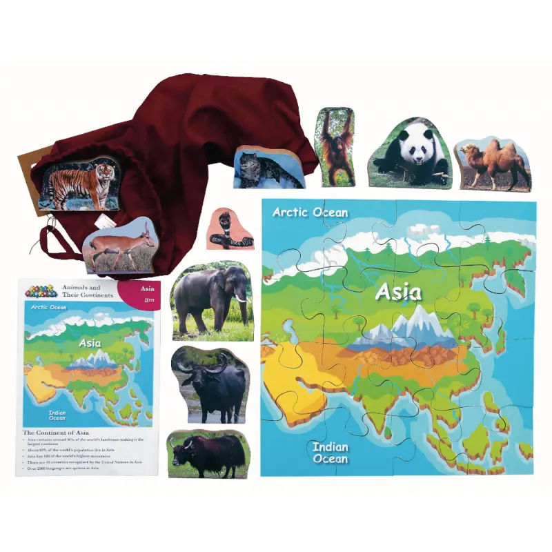Just Jigsaws 773 Asie a její zvířata - dřevěné puzzle 16 dílů a 10 zvířat