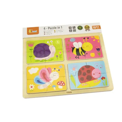 Dřevěné puzzle 4v1 - hmyz
