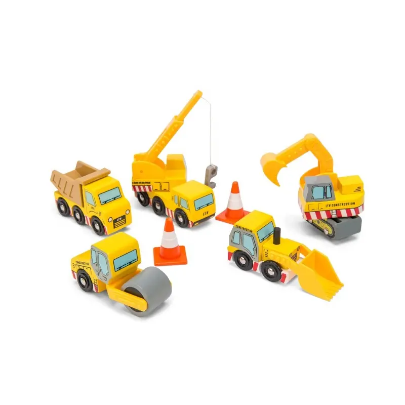 Vláčkodráha auta - Set dřevěných stavebních strojů (Le Toy Van)