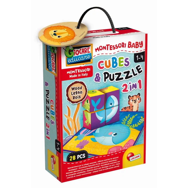 Liscianigioch Montessori dřevěné kostky a puzzle