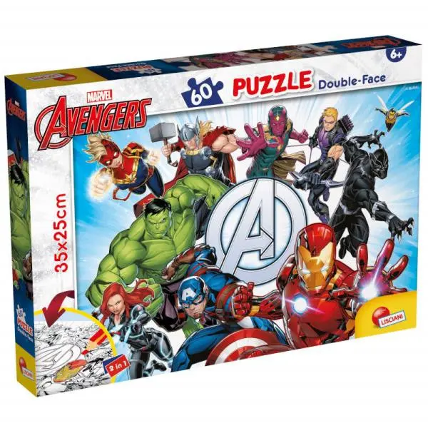 Liscianigioch Oboustranné podlahové puzzle M-Plus 60 dílků Marvel Avengers 99658 LISCIANI