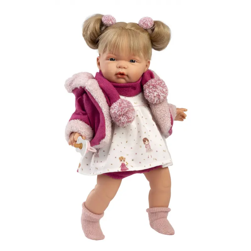 Llorens 38364 JOELLE - realistická panenka se zvuky a měkkým látkovým tělem 38 cm