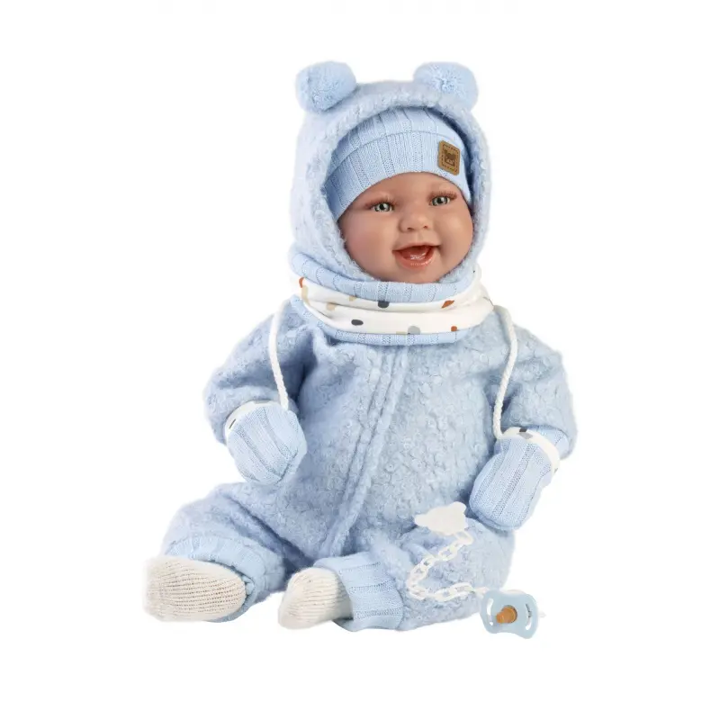 Llorens 84479 NEW BORN - realistická panenka miminko se zvuky a měkkým látkovým tělem 44cm