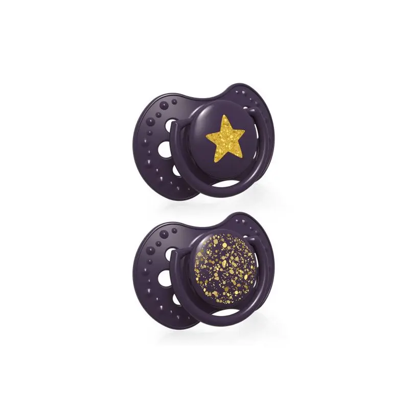 Lovi Dudlík silikonový dynamický Stardust 18m+ 2ks fialový