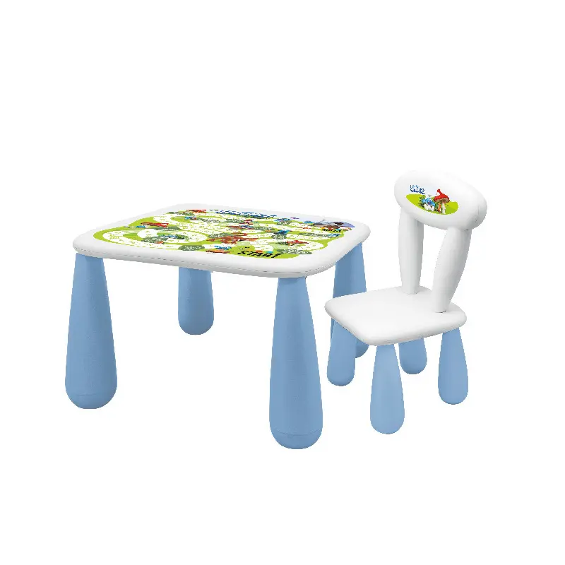 Maltex set Luna Smerfy stolek pro děti + židlička bílý/modrý