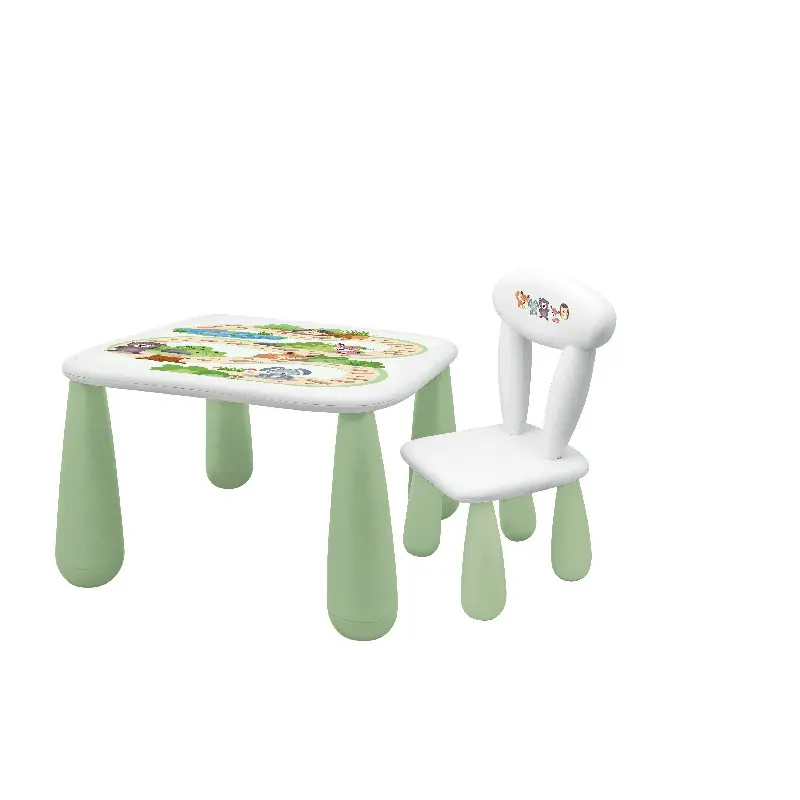 Maltex set Luna lesní parta stolek pro děti + židlička bílý/zelený