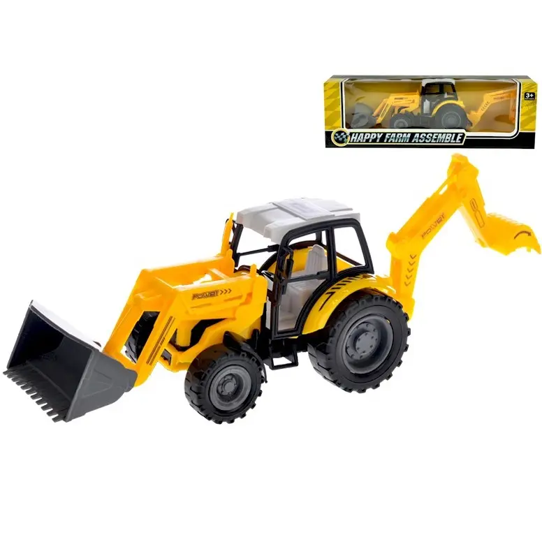 Traktor nakladač s bagrem 29cm na setrvačník v krabičce