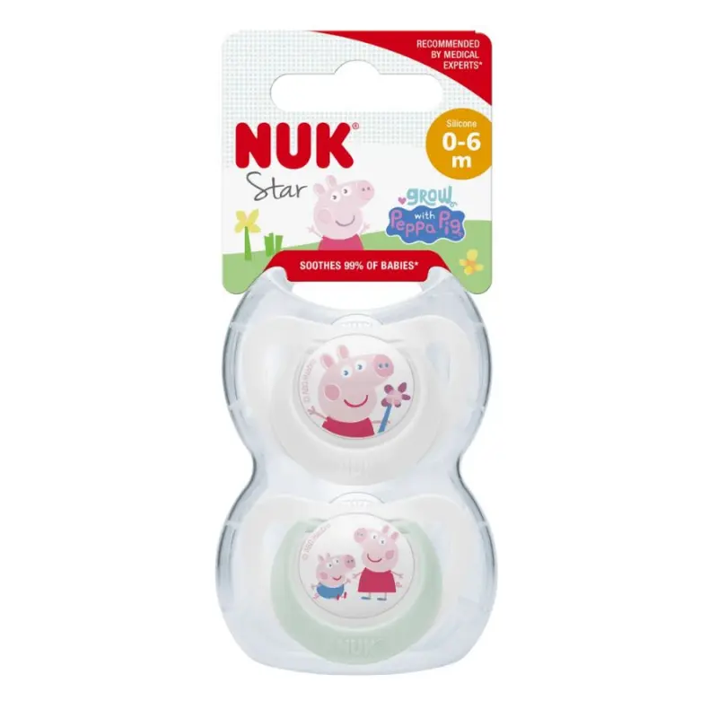 Nuk dudlík uklidňující silikonový Peppa 2 ks