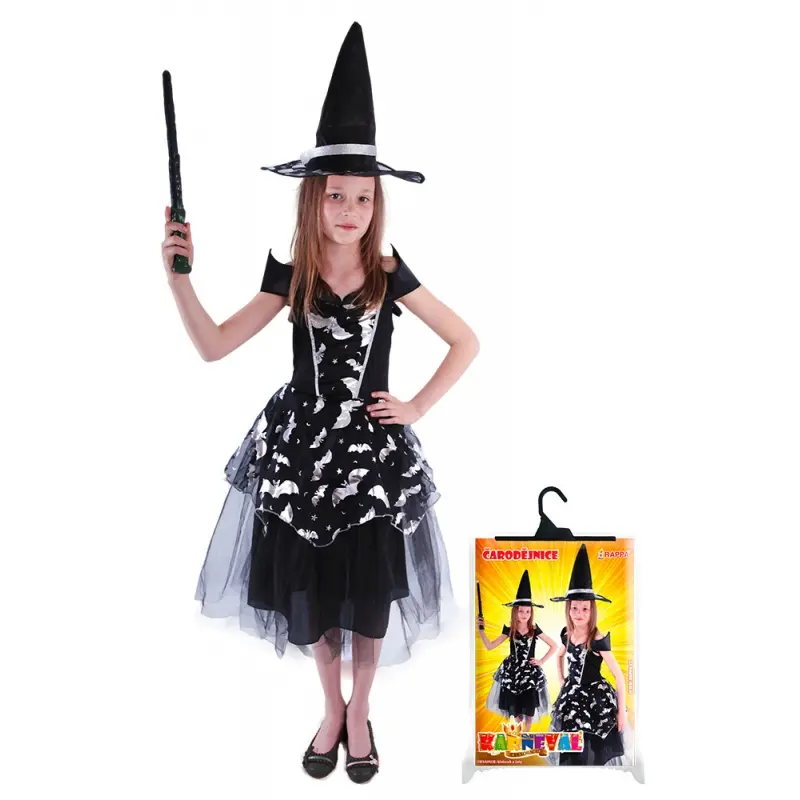 Rappa Karnevalový kostým čarodějnice/halloween netopýrka, vel. S