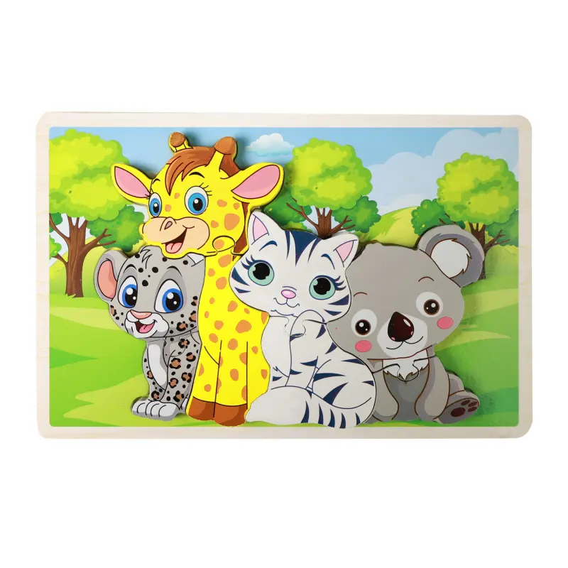 Rappa Dřevěné puzzle zvířátka, 8 dílků