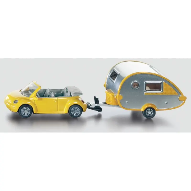 Model VW Brouk Cabrio SIKU s karavanem, 18 cm