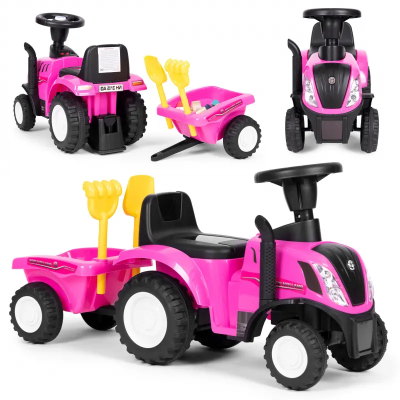 MULTISTORE Dětské odrážedlo TRACTOR s vozíkem růžové