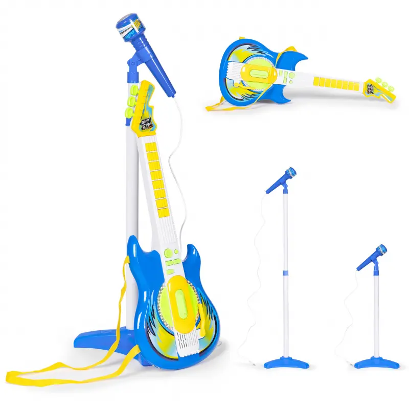 Elektrická kytara - mikrofon stativ pro děti MP3 - modrá