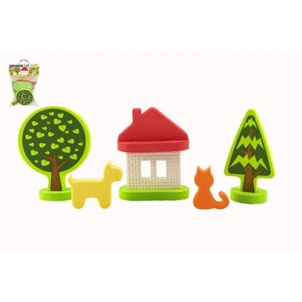 Vodolepky Pěnové dílky Chaloupka u lesa 10ks v sáčku 14x19cm