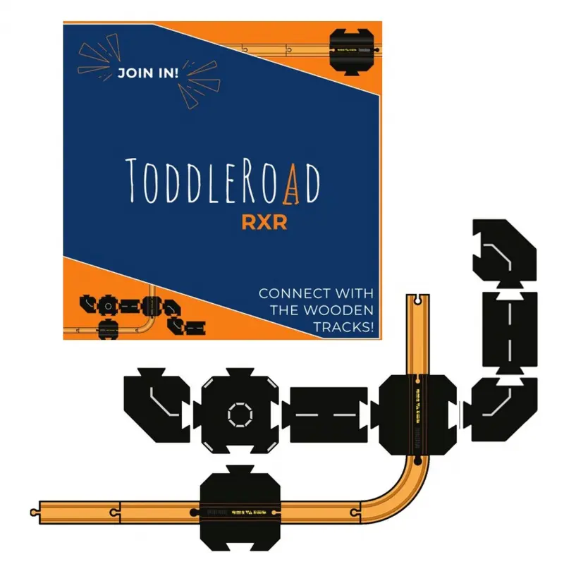 TODDLEROAD 2201 ŽELEZNIČNÍ PŘEJEZD S DOPLŇKY - flexibilní silnice - 8 silikonových puzzle dílů