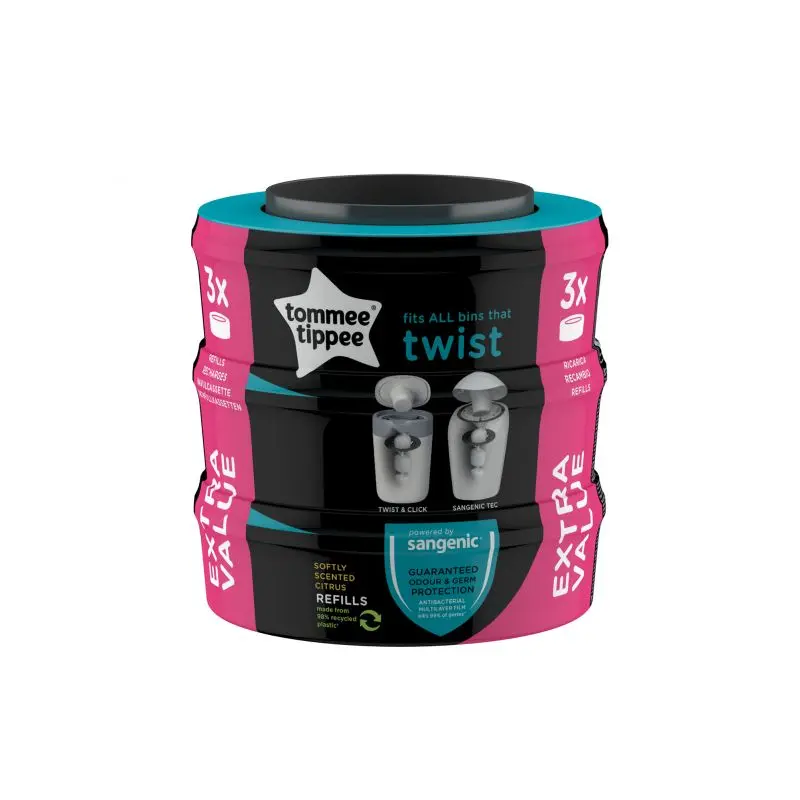 Tommee Tippee Náhradní kazety do koše na pleny 3 ks Sangenic Twist | Univerzální náplně