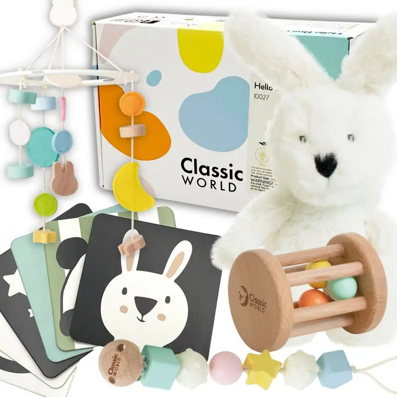 Tookky Toy CLASSIC WORLD Pastel Baby Set Box První hračky od 0 do 6 měsíců