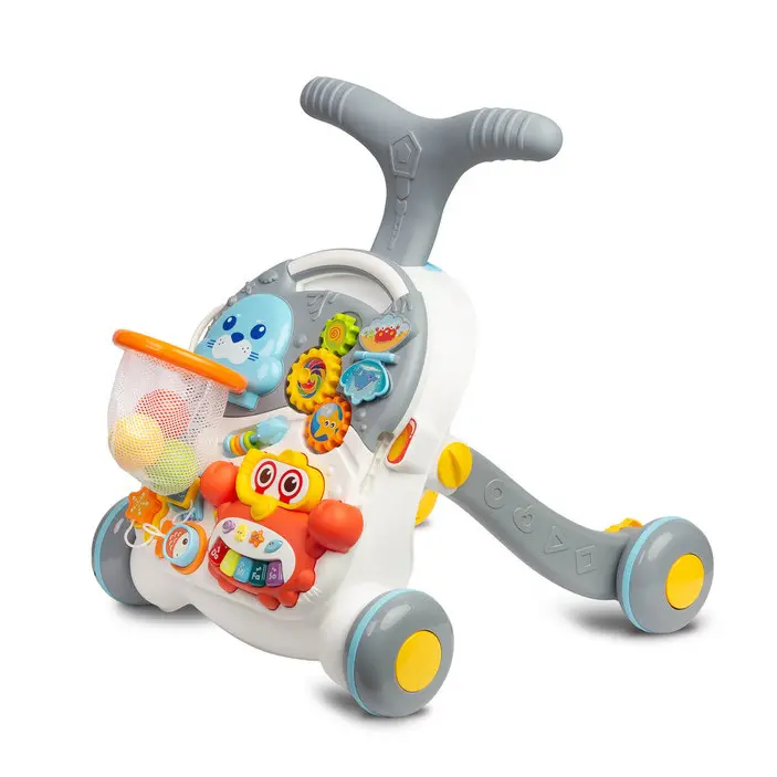 TOYZ Dětské interaktivní chodítko, stoleček s příslušenstvím 2v1, , šedé