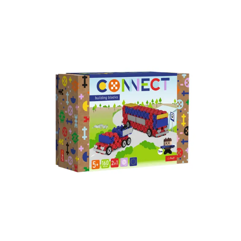 Trefl stavebnice connect 2v1 - autobus/auto s návěsem