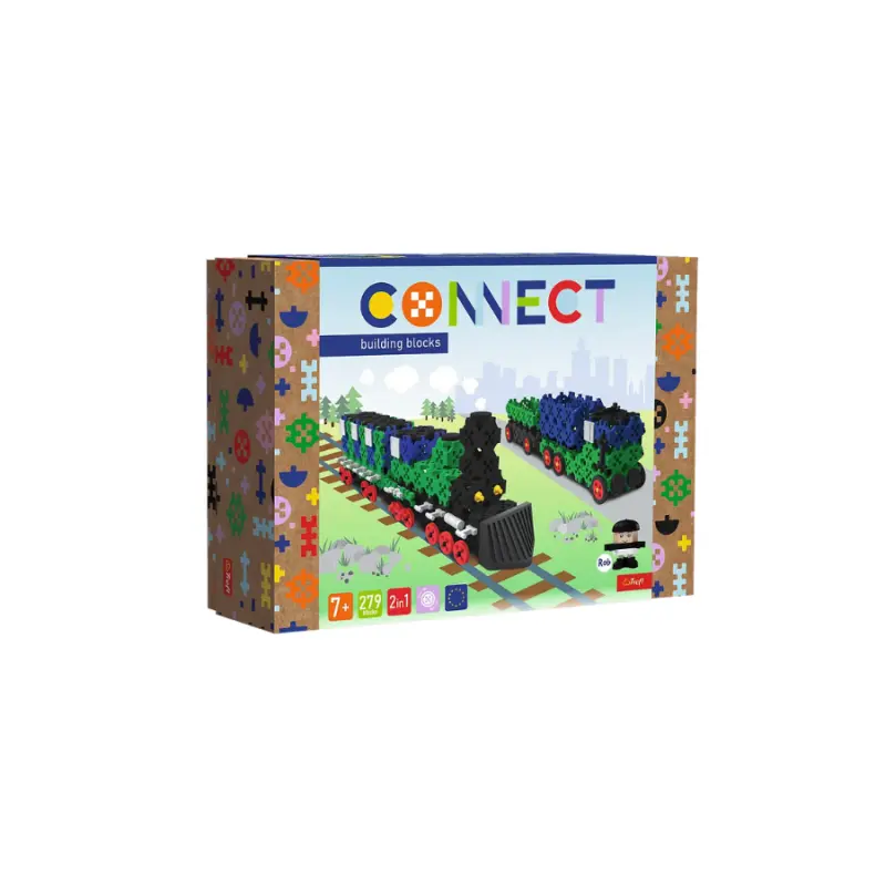 Trefl kostky Connect 2v1 - vlak / nákladní auto s přívěsem