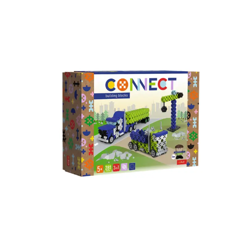 Trefl bloky Connect 2v1 - nákladní auto / staveniště