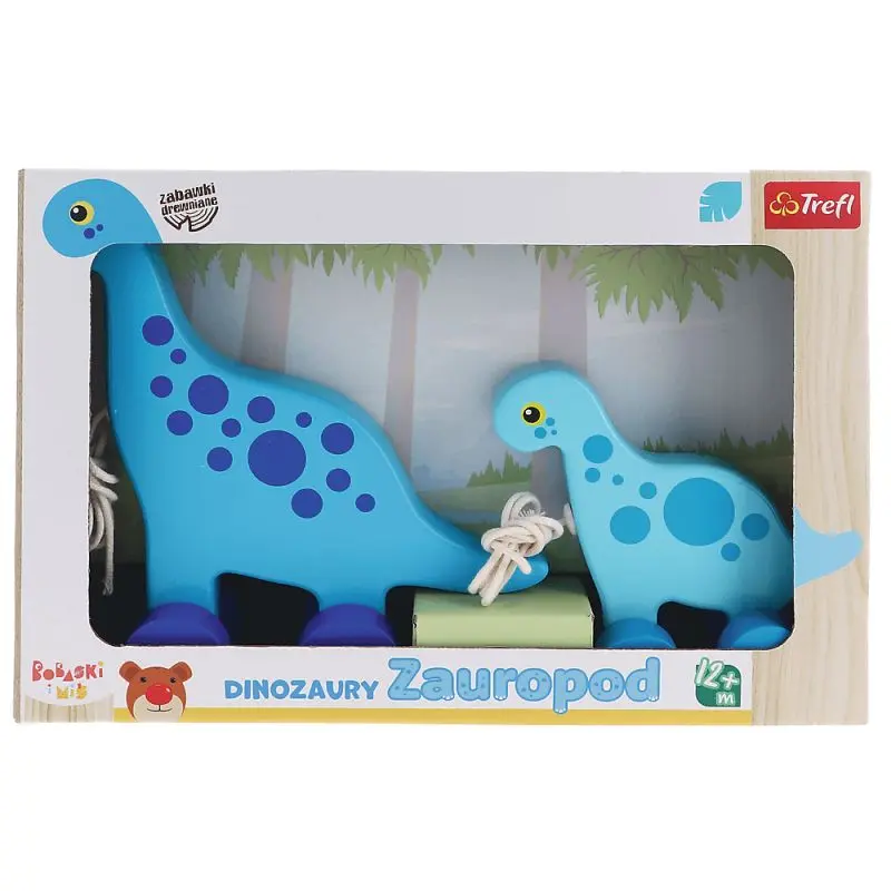 Trefl 2 dinosauři tahací Zauropod na kolečkách