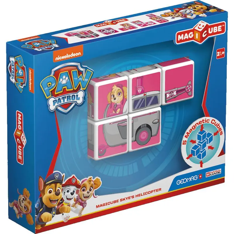 Trefl GEOMAG Magicube Paw Patrol jezdící vrtulník magnetické kostky 5 ks
