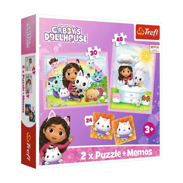 Trefl Puzzle 2v1 + poznámky Gabi se svým kočičím kamarádem