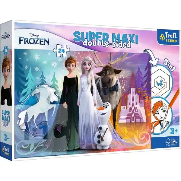 Trefl Oboustranné puzzle 24 ks SUPER MAXI 3v1 Happy World of Frozen