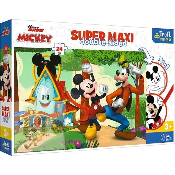 Trefl Oboustranné puzzle 24 KS SUPER MAXI 3v1 Mickey Mouse