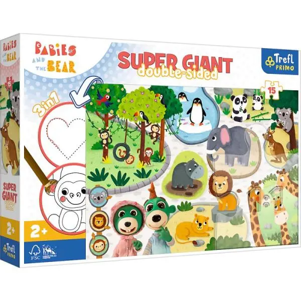 Trefl Oboustranné puzzle 15 ks SUPER GIANT 3v1 Miminko v ZOO