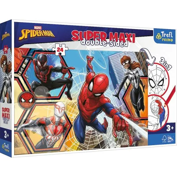 Trefl Oboustranné puzzle 24 ks SUPER MAXI 3v1 Spiderman jde do akce