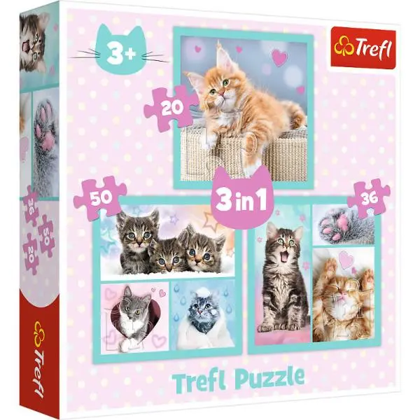Trefl Puzzle 3v1 Roztomilé kočky