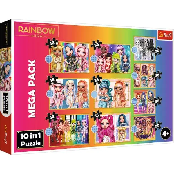 Puzzle Rainbow High MEGA PACK 10v1 - puzzle z kategorie 15 – 60 dielikov
