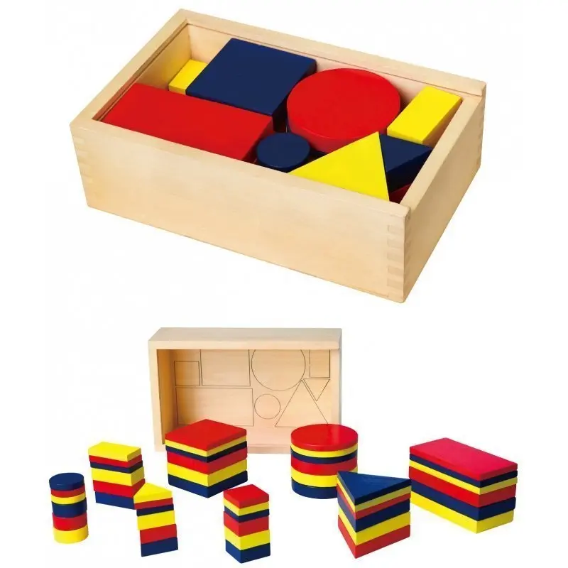 Viga Dřevěné logické kostky Geometrické figurky Toys