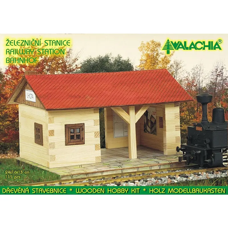Walachia železniční stanice - dřevěná slepovací stavebnice