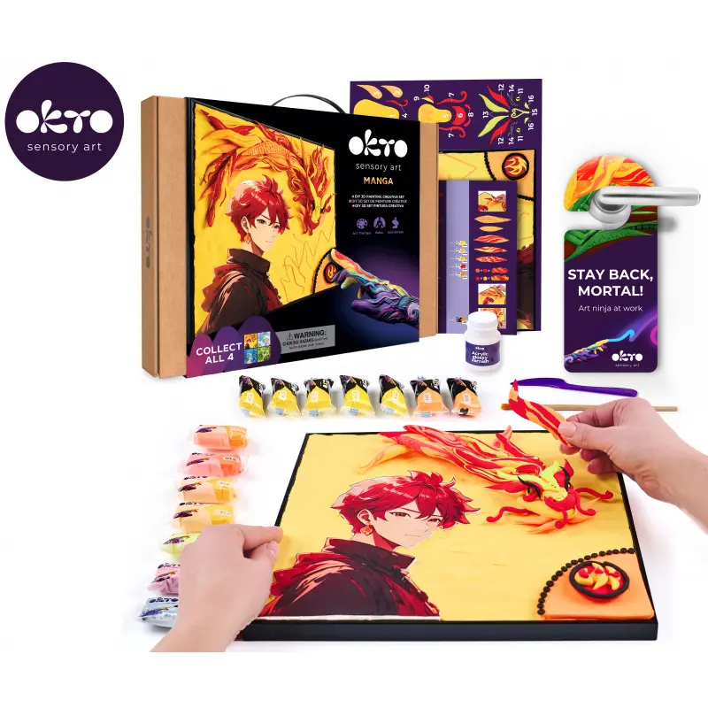 OKTO Manga motiv živlů "Oheň" výtvarný set 30x40 cm