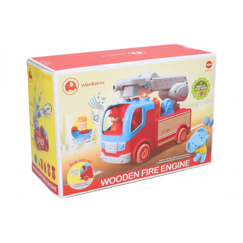 Auto hasičské dřevo/plast s efekty 25 cm