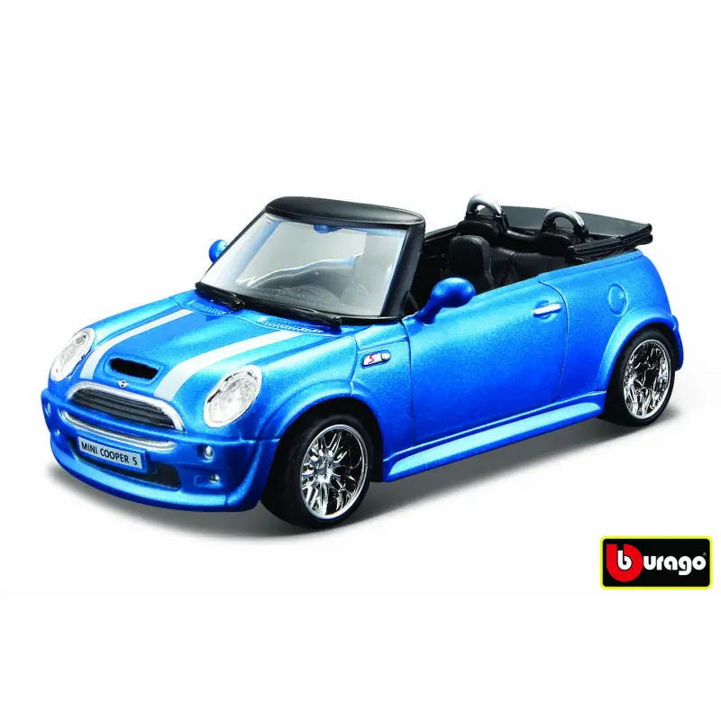 Bburago - Auta HOBBY, MINI COOPER S Cabriolet, modrá metalíza,1:32