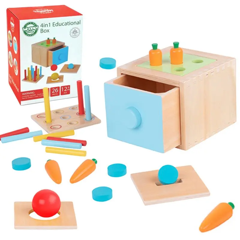 Woopie Dřevěná výuková zásuvka vkládačka Montessori