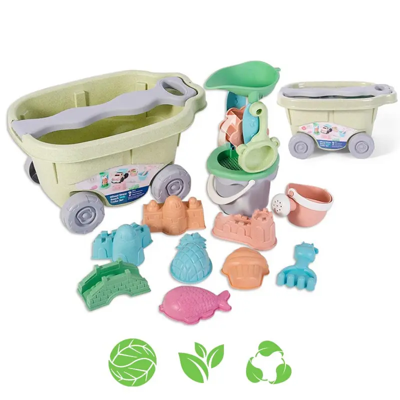 Woopie GREEN Sada do písku s vozíkem 13 ks