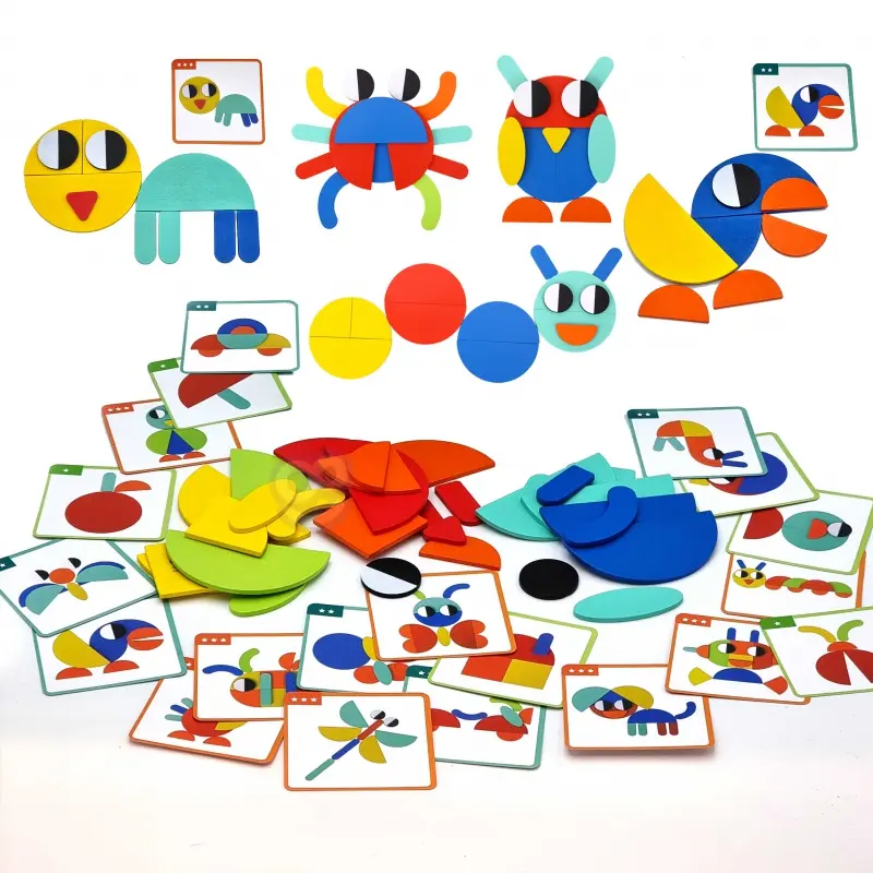 Woopie GREEN Dřevěné Montessori puzzle 40 dílků ke skládání 55 ks