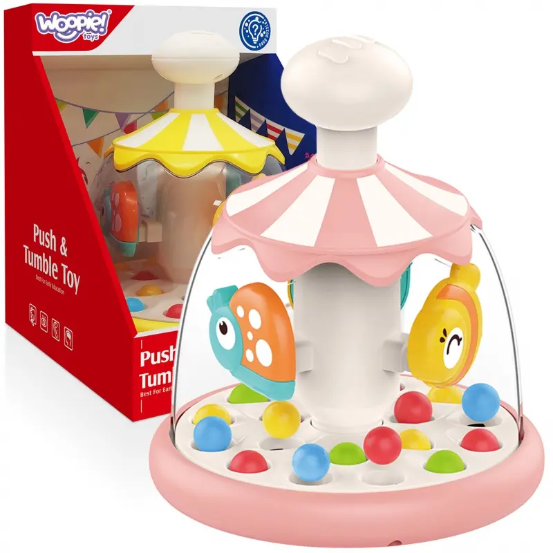 Woopie BABY Colorful Animals Pink Kolotoč s kuličkami
