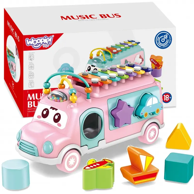 Woopie Musical Car Sorter s xylofonem růžový