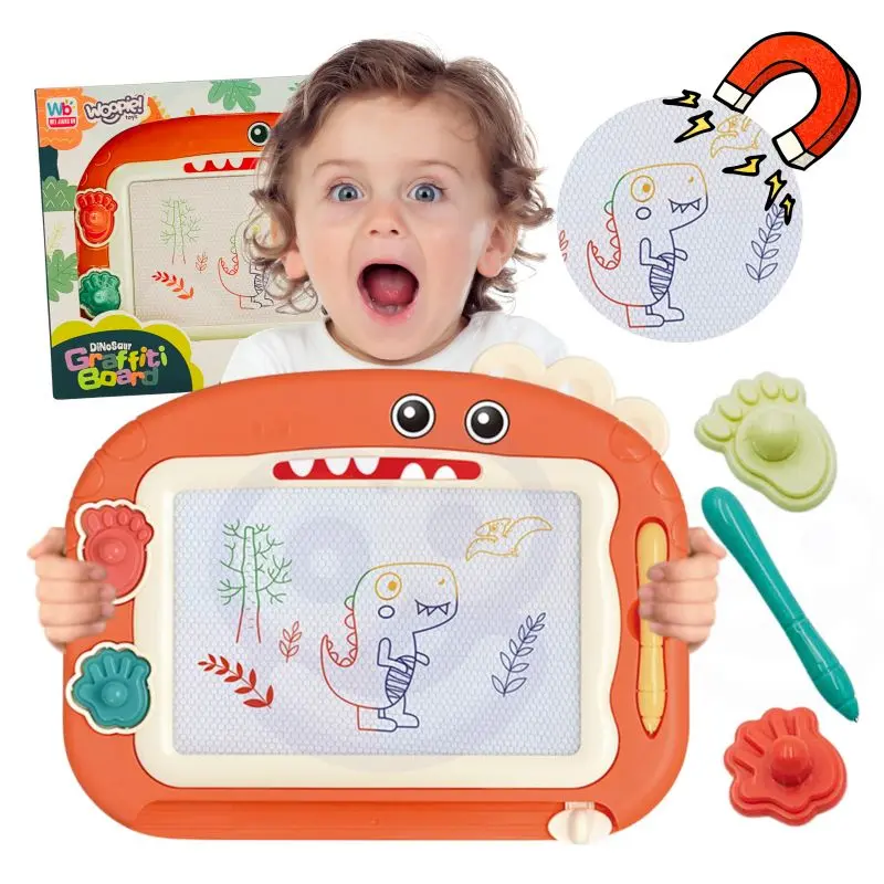 Woopie Barevná magnetická tabule + 2 razítka dinosaurů