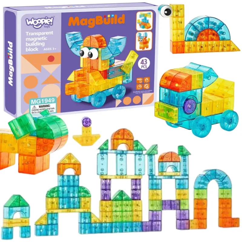 Woopie průhledná magnetická stavebnice 43 ks