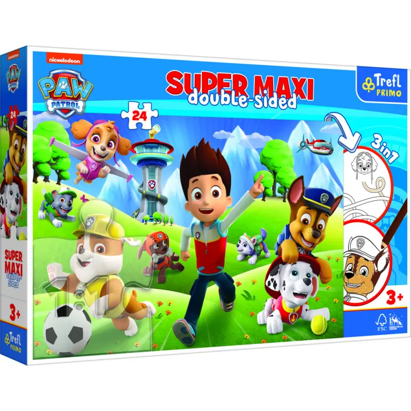 Trefl Puzzle Super maxi Tlapková patrola Dobrodružství 24 dílků - oboustranné