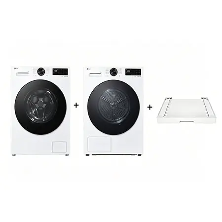PRACÍ SET - LG 9kg Pračka F4X5009TLB + 8kg Sušička RHX5008TLB + Výsuvný mezikus